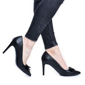 Pantofi de dama Guban 1340 nappa negru/velur negru