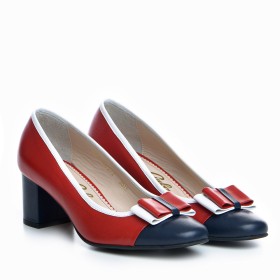 Pantofi dama Guban 3515 nappa rosu/bleumarin/alb