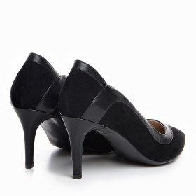 Pantofi dama Guban 1354 piele velur negru/nappa negru