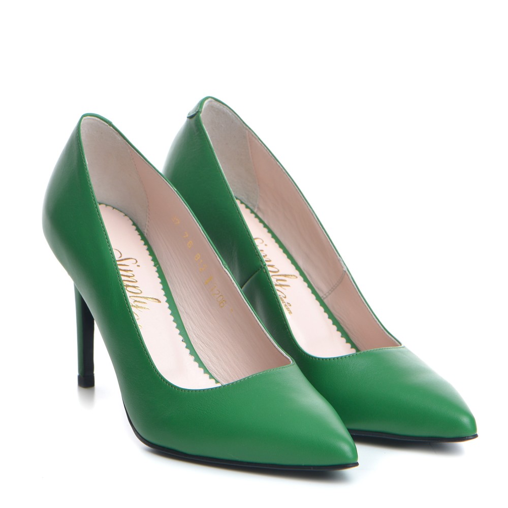 Pantofi dama Guban1206 piele nappa verde trifoi