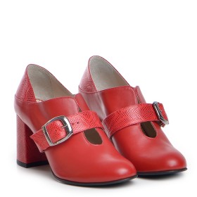 Pantofi dama Guban 3596 nappa rosu/sarpe rosu