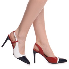Pantofi de dama Guban model 1344 nappa alb/rosu/bleumarin