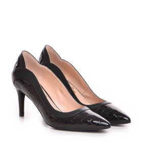 Pantofi dama Guban model 1354 piele animal print negru