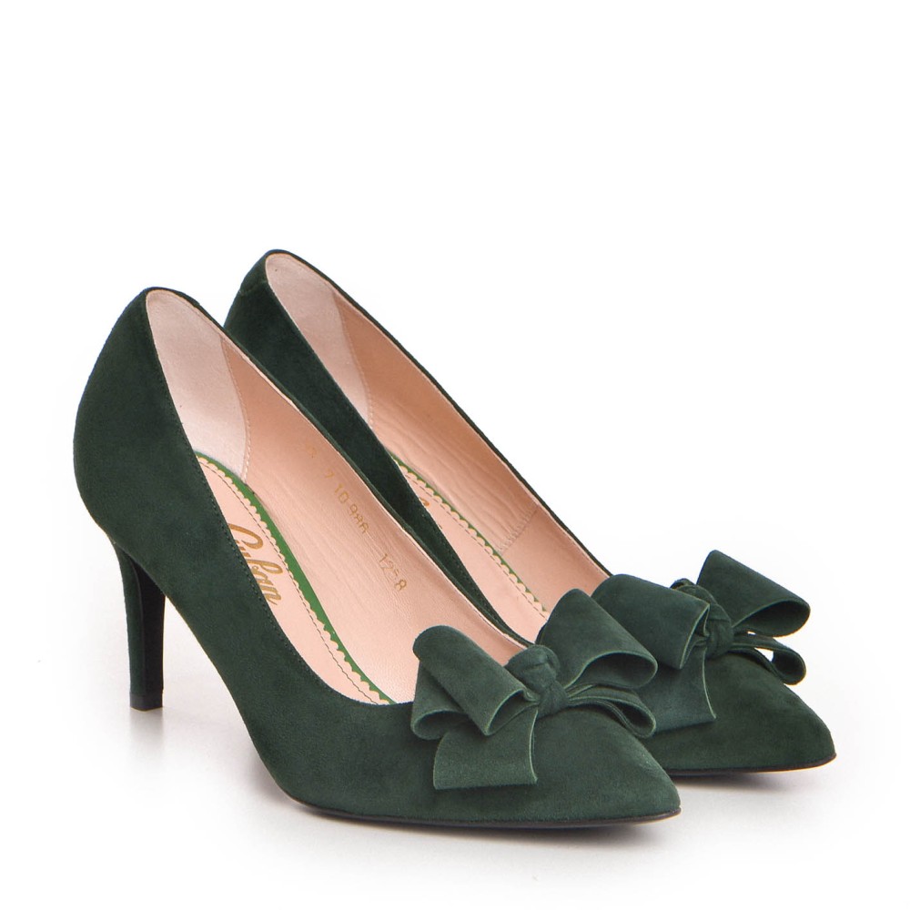 Pantofi dama Guban 1258 piele velur verde