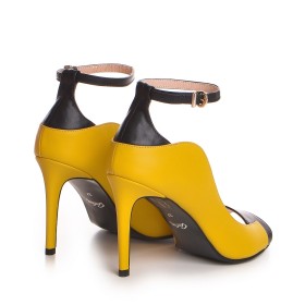 Pantof dama Guban model1382 nappa mustar/nappa negru