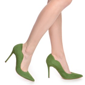 Pantofi dama Guban 1250 piele velur verde