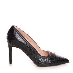 Pantofi  dama Guban model 1394  piele nappa animal print  negru