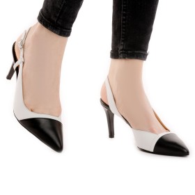 Pantofi de dama Guban 1326 nappa alb/nappa negru