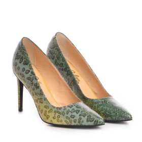 Pantofi dama Guban model 1206 piele nappa animal print verde