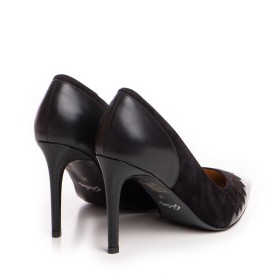 Pantofi dama Guban model 1286 piele nappa negru - velur negru