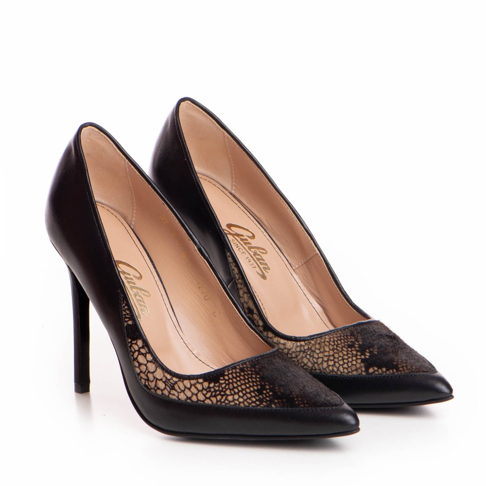 Pantofi dama Guban model 1270 piele nappa negru/ ponei 1