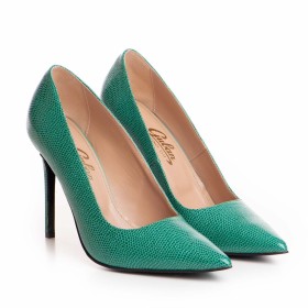 Pantofi dama Guban model 1256 piele naturala lezard verde