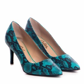 Pantofi  dama Guban model 1218 piele nappa animal print albastru