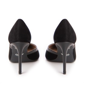 Pantofi dama Guban model 1427 piele velur negru/ nappa negru