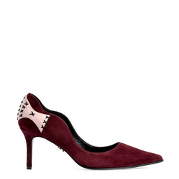 Pantofi  dama Guban model 1528 piele velur bordo - nappa roz