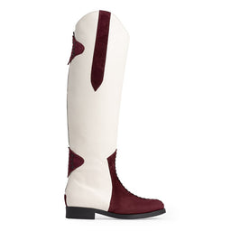 Cizme dama Guban model 3649 nappa crem/ velur bordo