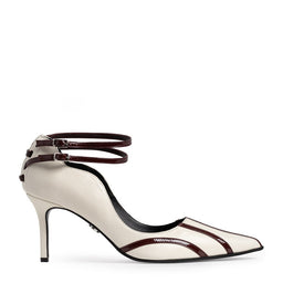 Pantofi  dama Guban model 1527 piele nappa crem - lac bordo