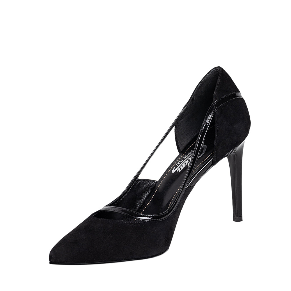 Pantofi dama Guban model 1462 velur negru/naplac negru