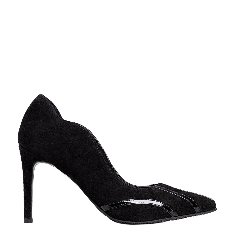 Pantofi dama Guban model 1510 velur negru-naplac negru