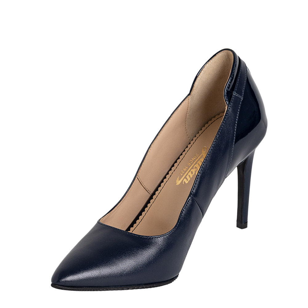 Pantofi dama Guban model 1512 piele nappa bleumarin-lac bleumarin