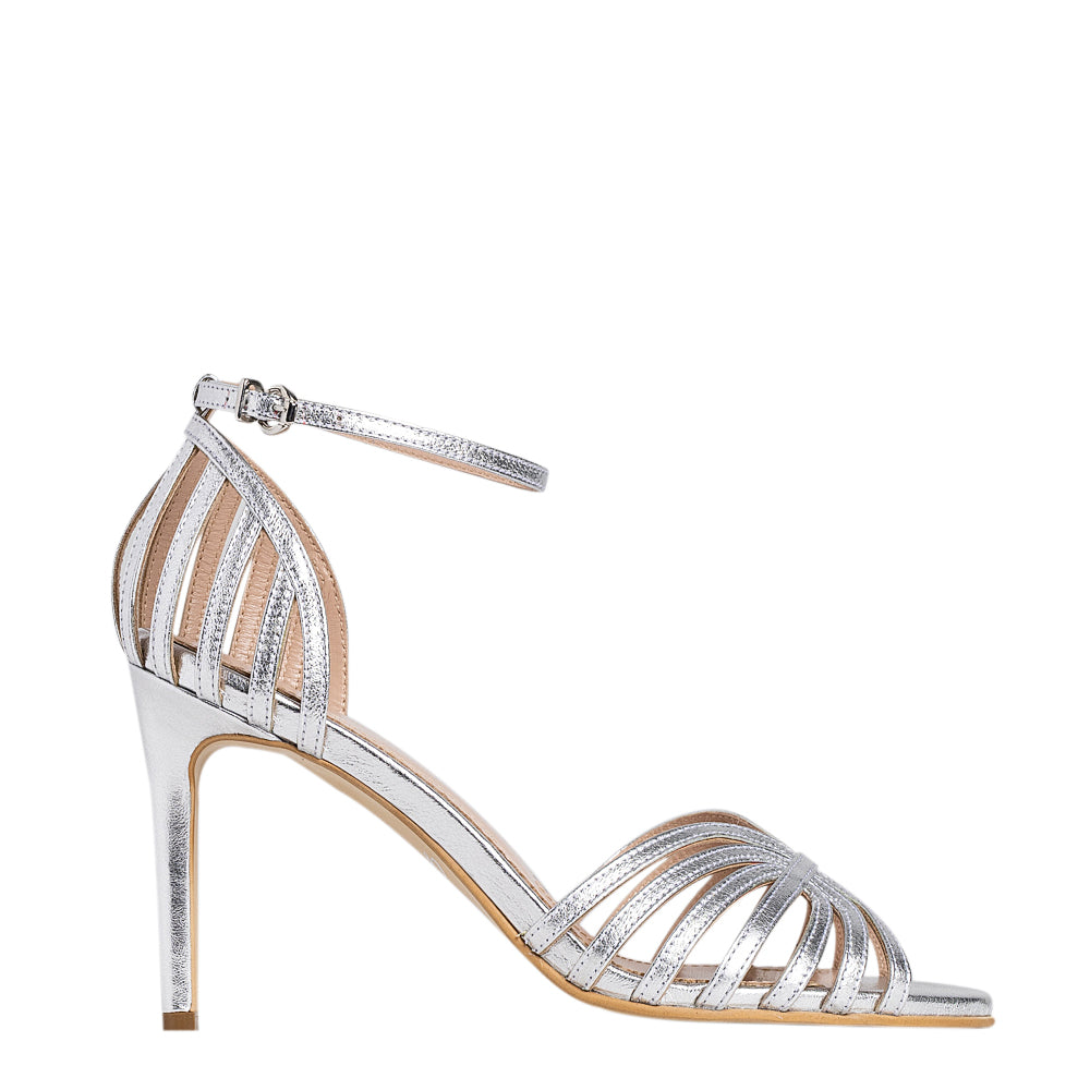 Sandale dama Guban model 1539 nappa kristal argintiu