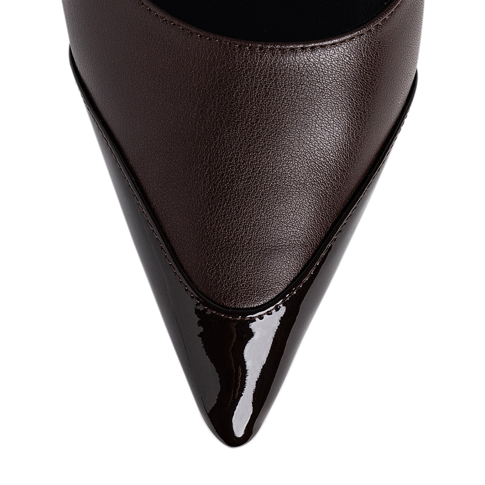 Pantofi dama Guban model 1566 piele nappa maro-lac maro