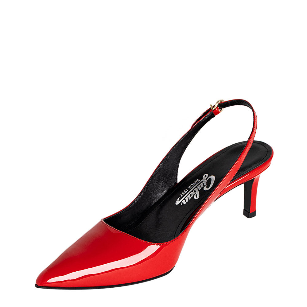 Pantofi Escarpin Decupati Guban Rosii - Piele Lac