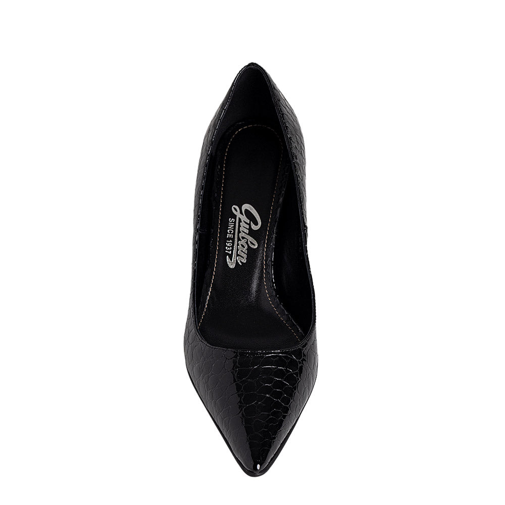 Pantofi dama Guban model 1570 piele nappa animal print negru