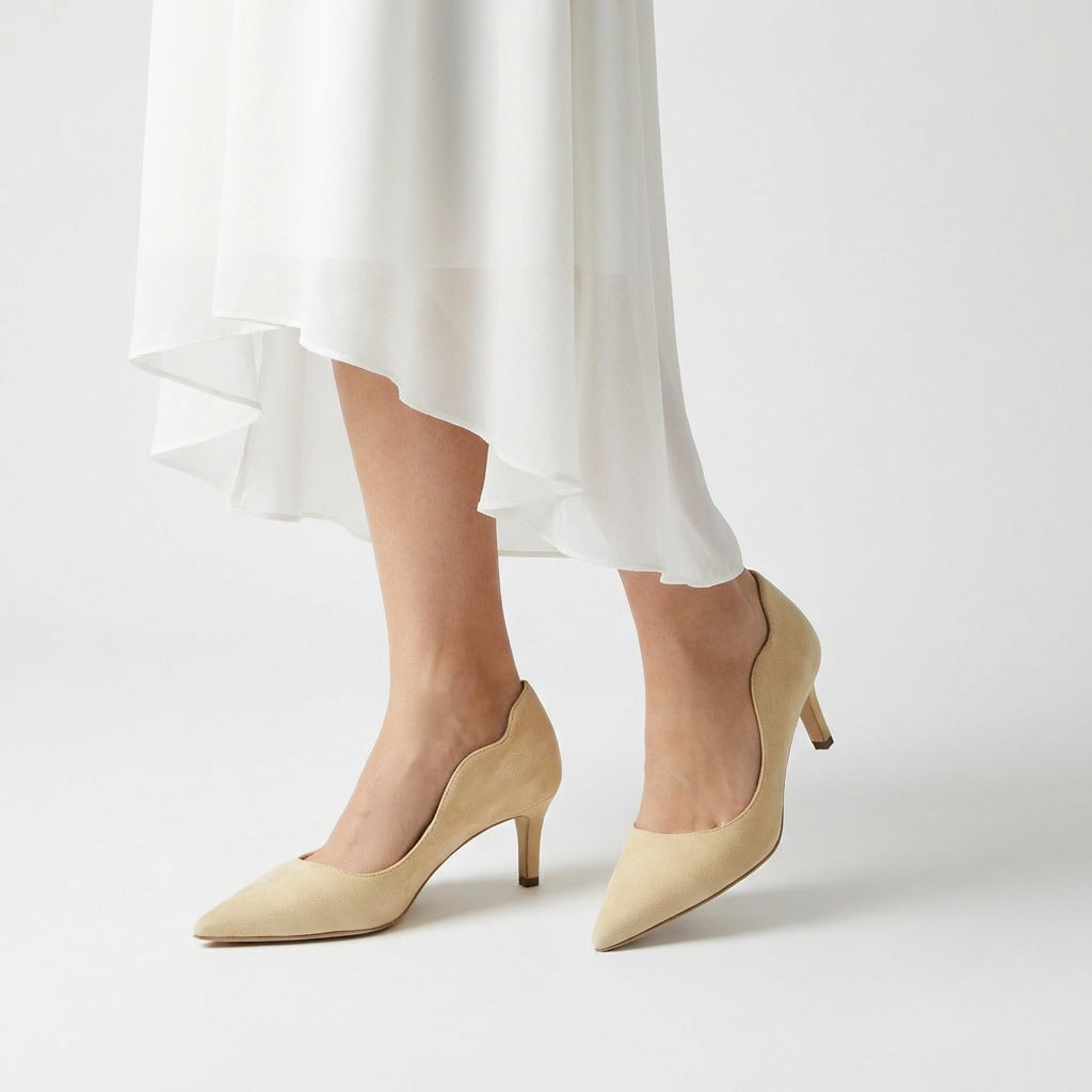 Pantofi 1592 Velur Crem Unt