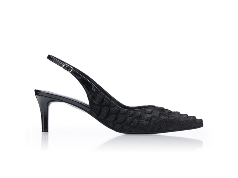 Pantofi 1581 Ponei Croco Negru