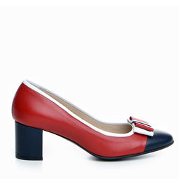 Pantofi dama Guban 3515 nappa rosu/bleumarin/alb