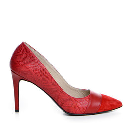 Pantofi dama Guban 1360 Sarpe rosu/nappa rosu/velur rosu