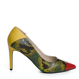 Pantofi dama Guban 1359 nappa hunter/nappa mustar/nappa rosu