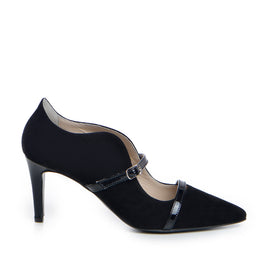 Pantofi  dama Guban 1355 piele velur negru/lac negru