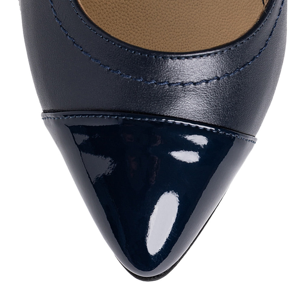 Pantofi dama Guban model 3614 piele nappa bleumarin/ lac bleumarin