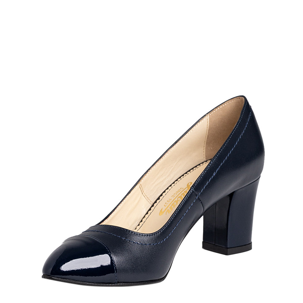 Pantofi dama Guban model 3614 piele nappa bleumarin/ lac bleumarin