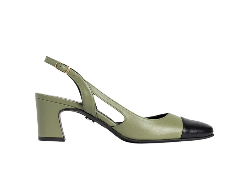 Pantofi 3639/C Nappa Kaki & Negru