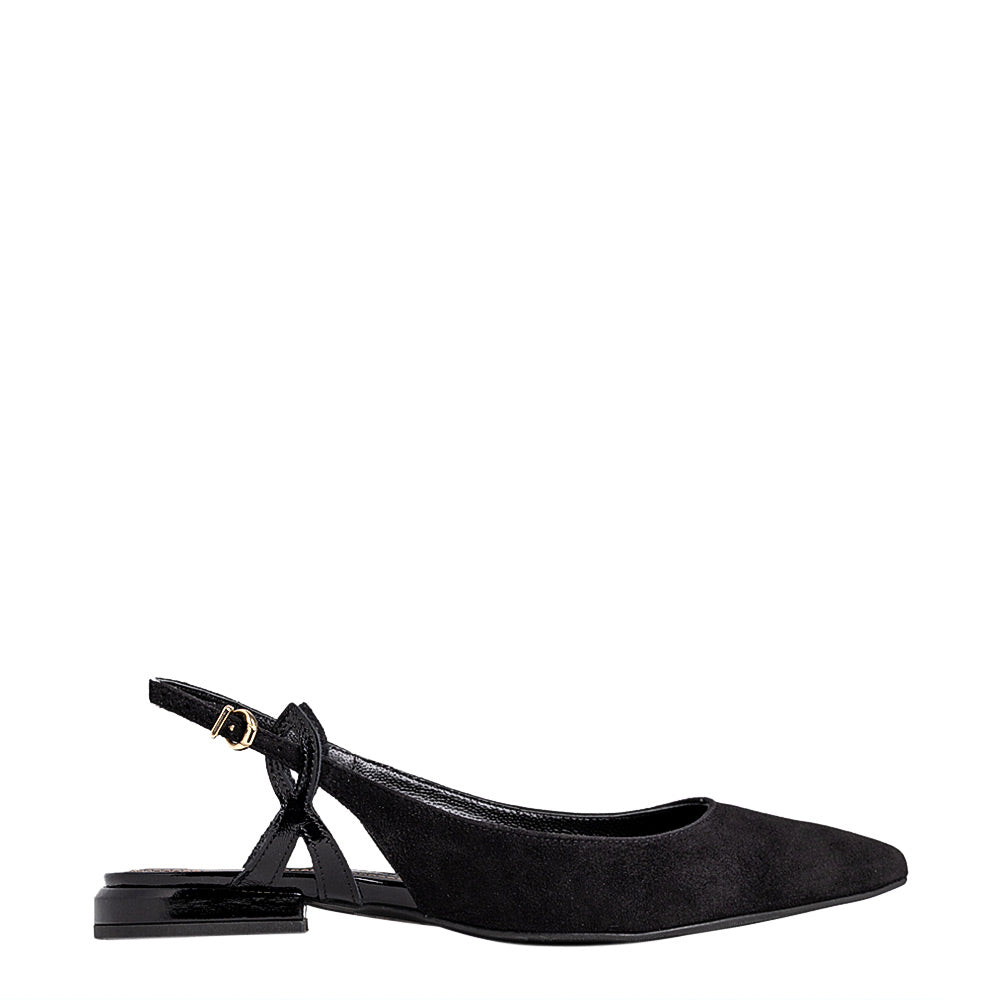 Balerini Guban model 3666 piele naturala velur negru-naplac negru