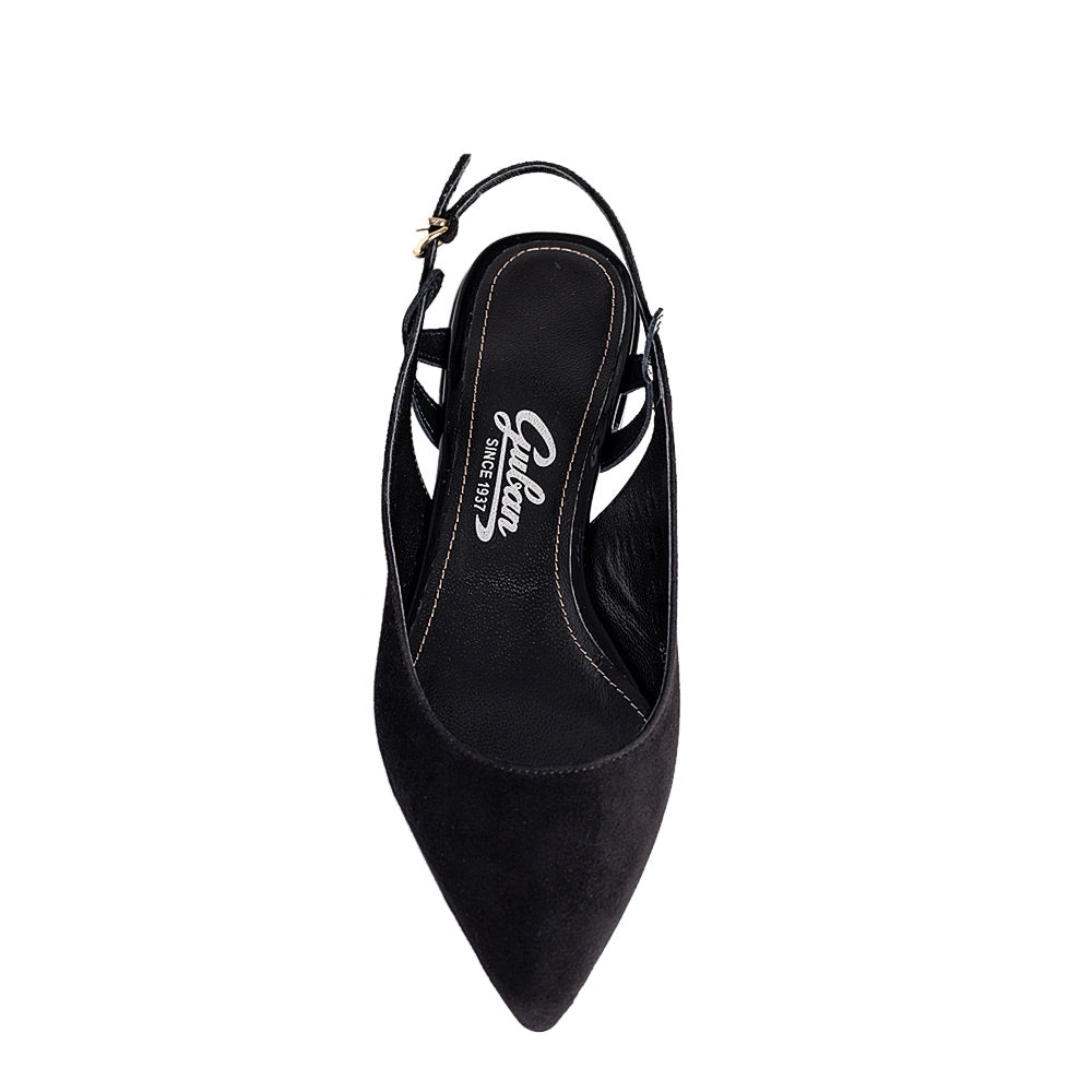 Balerini Guban model 3666 piele naturala velur negru-naplac negru