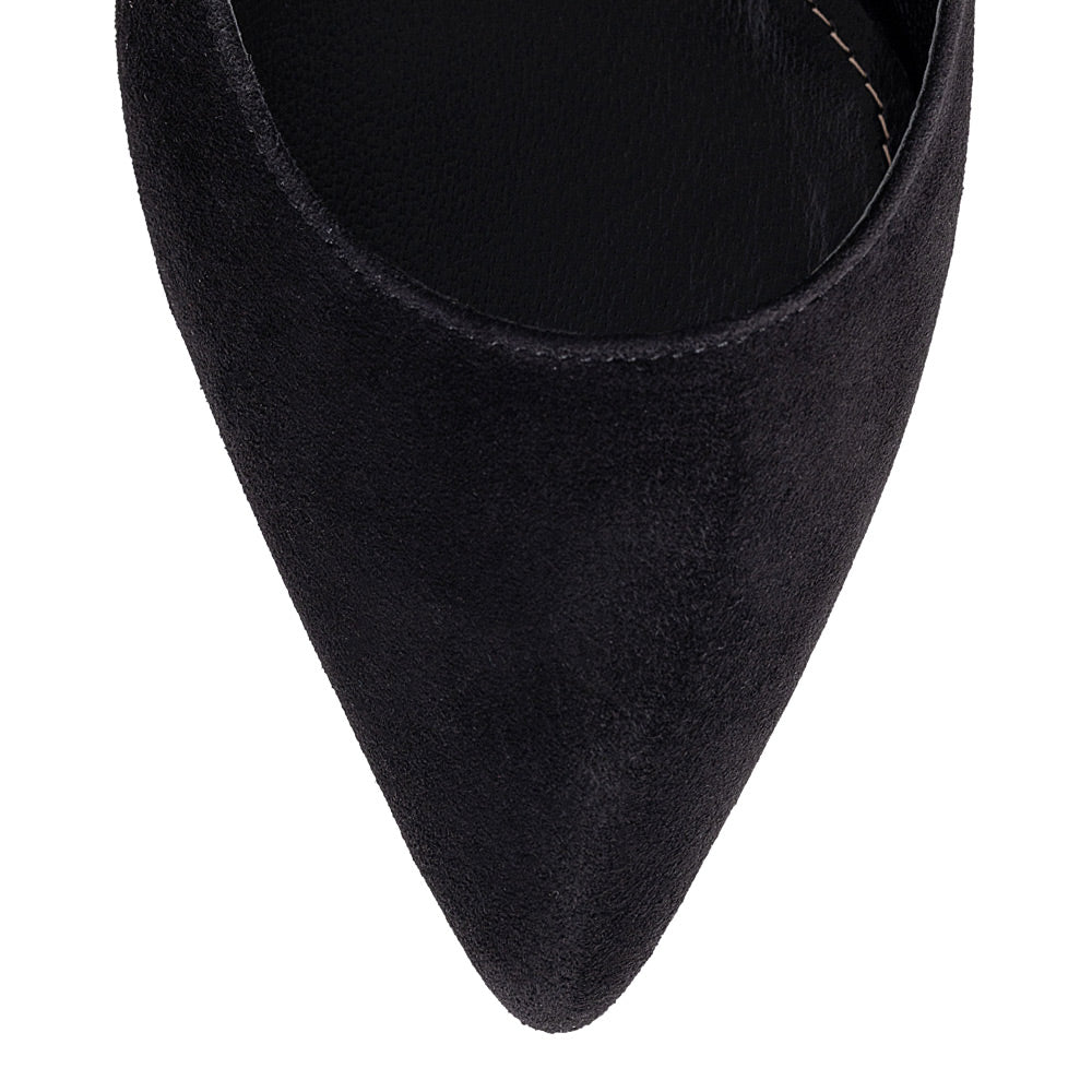 Balerini Guban model 3666 piele naturala velur negru-naplac negru