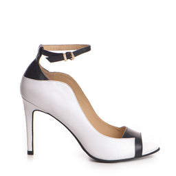 Pantofi dama Guban model1382 nappa alb/nappa negru