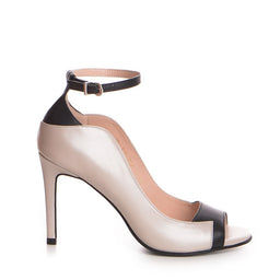 Pantofi dama Guban model 1382 nappa crem /nappa negru