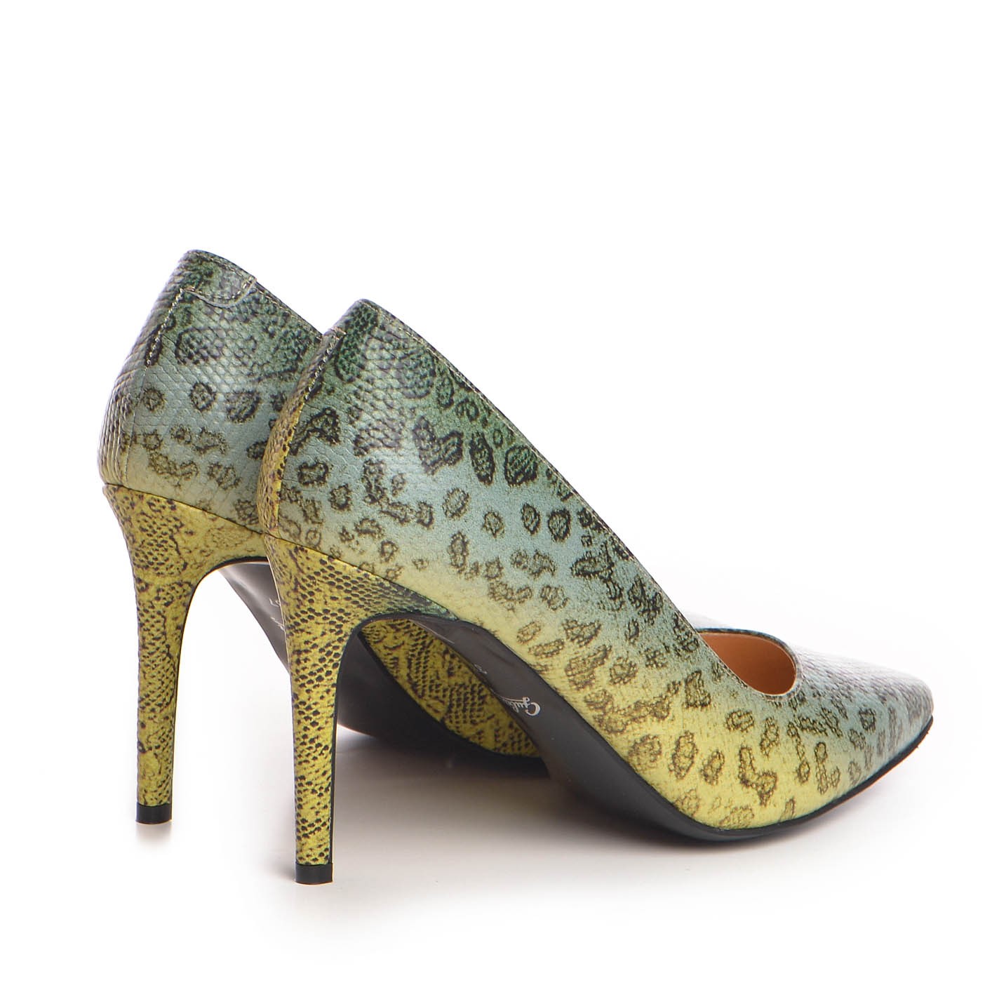 Pantofi dama Guban model 1206 piele nappa animal print verde