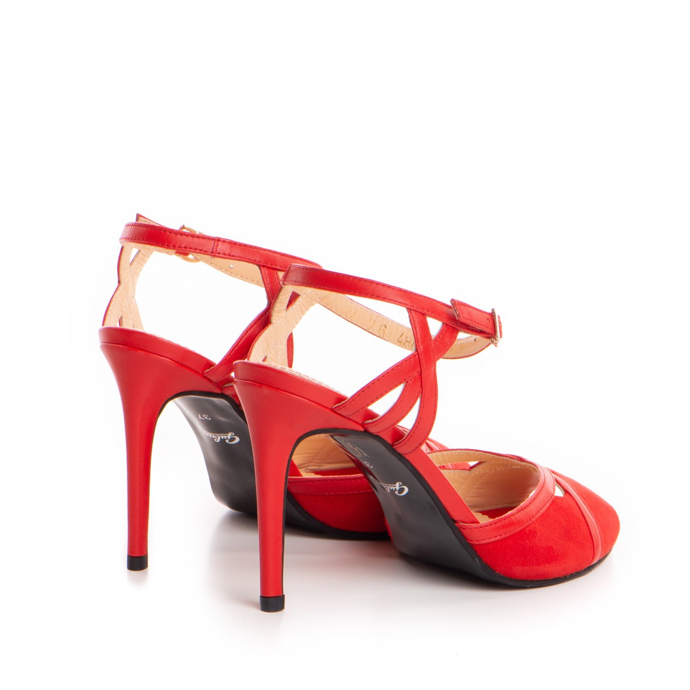 Sandale dama Guban model 1390 nappa rosu/velur rosu