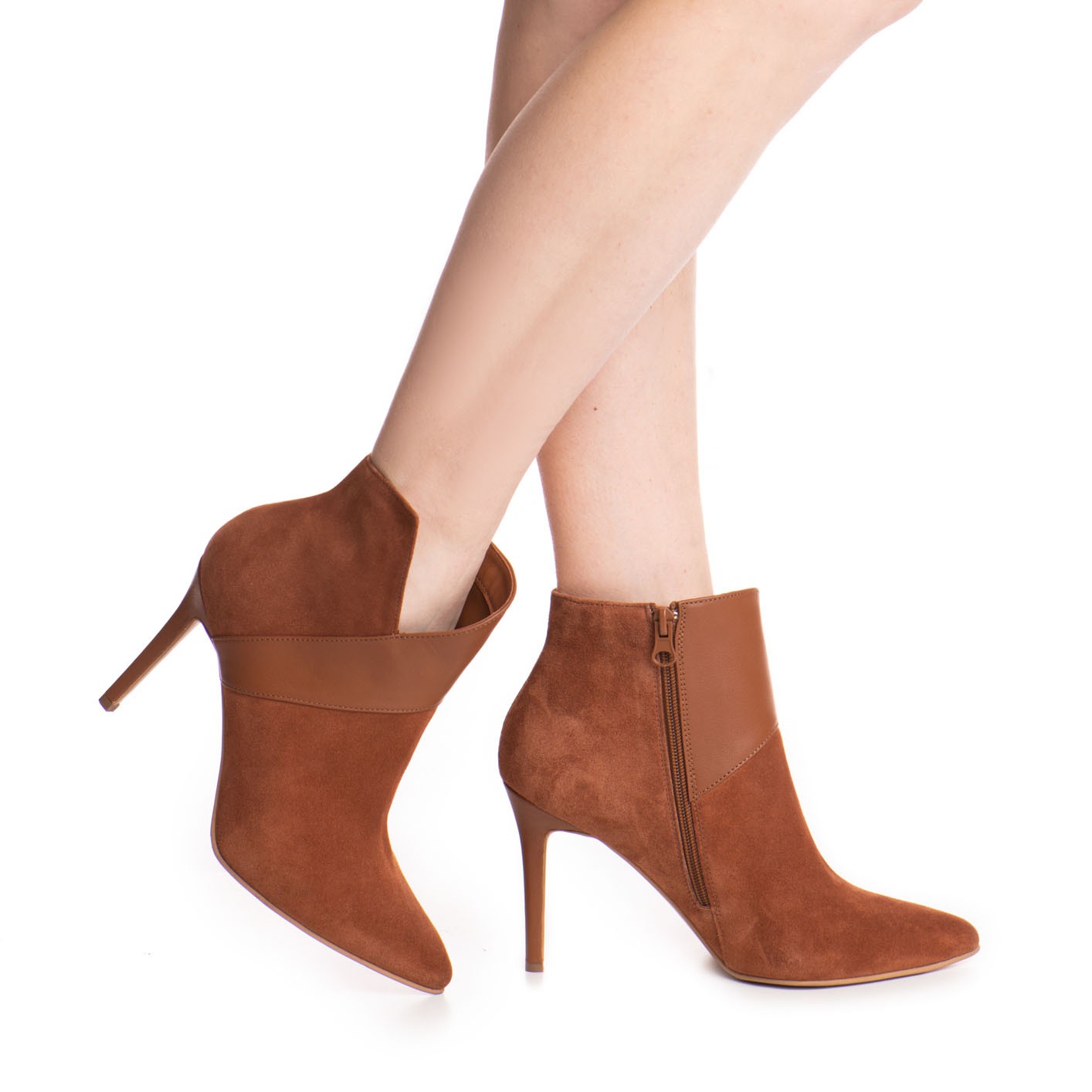 Botine dama Guban model 1265 velur coniac/ nappa coniac