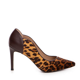 Pantofi dama Guban model1346 ponei animal print/nappa maro