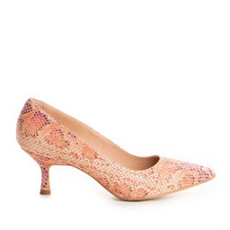 Pantofi dama Guban model 1414 nappa animal print portocaliu