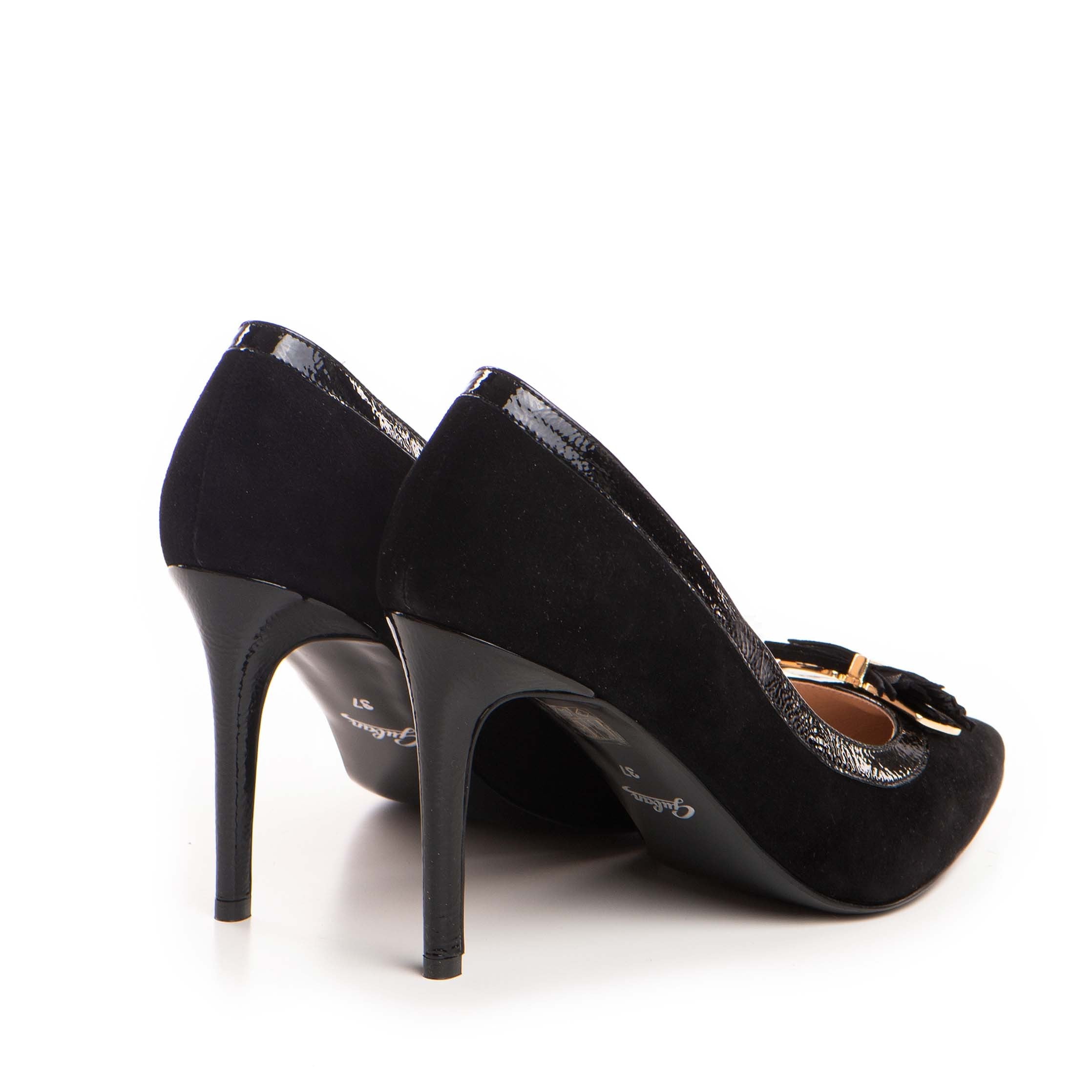 Pantofi dama Guban model 1492 piele velur negru/naplac negru