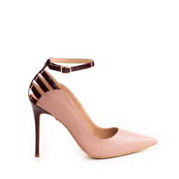 Pantofi dama Guban model 1460 piele nappa roz pudra/lac bordo