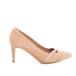 Pantofi dama Guban model 1253 velur bej/ nappa taupe